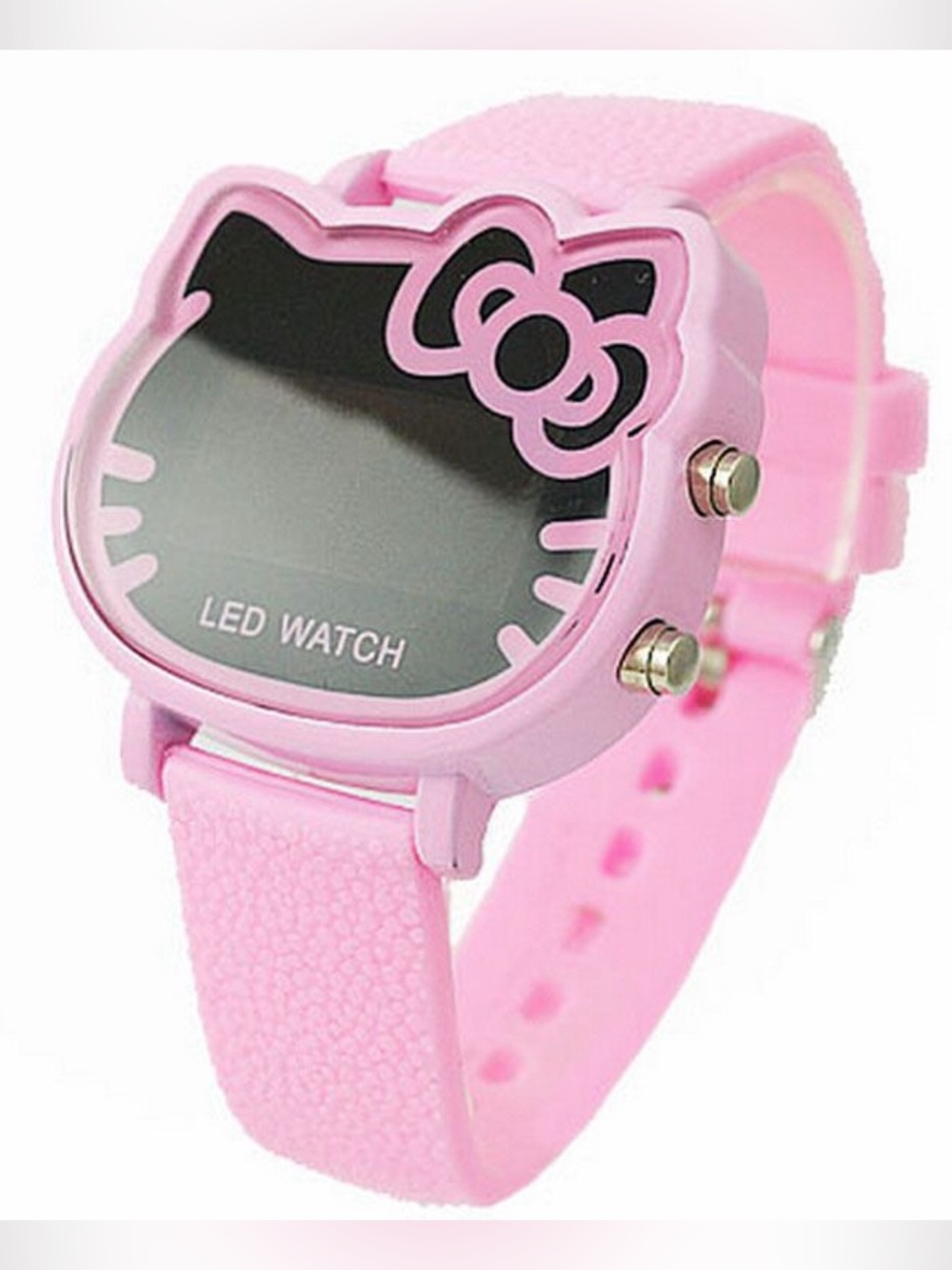 Sanrio Hello Kitty Pink Silicone Strap LED Girls Watch W/ Stainless Steel Back